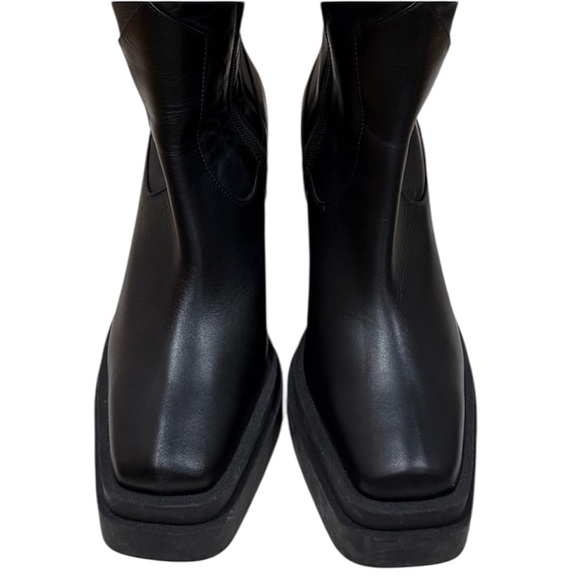 New Gia Borghini Texan Knee High Leather EU 38 US 8 Boot Black Western Platform - Picture 11 of 13